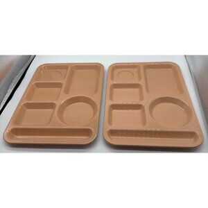 Vtg Edward Don & Co 70's Hard Plastic Melamine Divided Cafeteria Trays PINK x 2